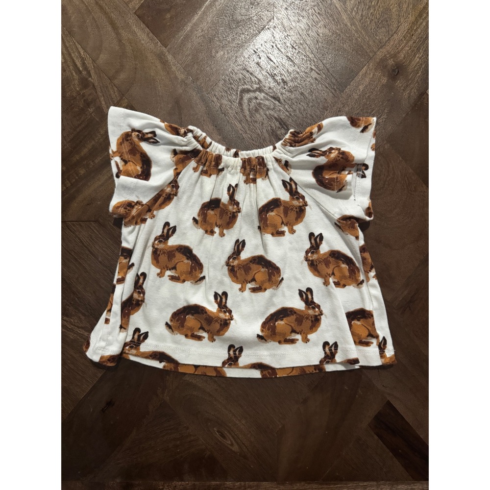 Milkbarn Organic Cotton Bunny Flutter Sleeve Top 3-6M